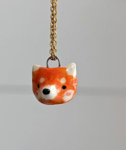 porcelain pendant red panda portrait cute
