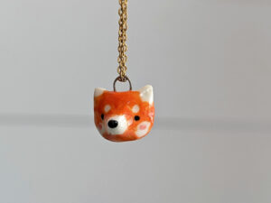porcelain pendant red panda portrait cute