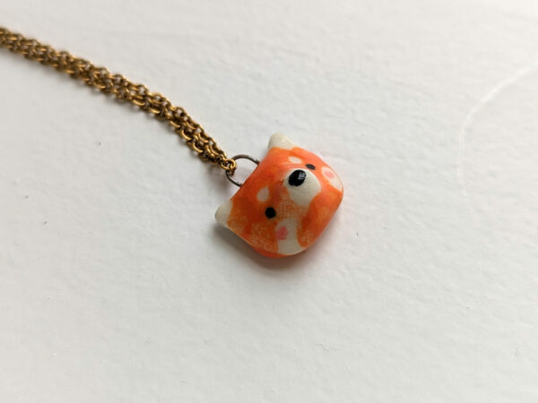 porcelain pendant red panda portrait cute