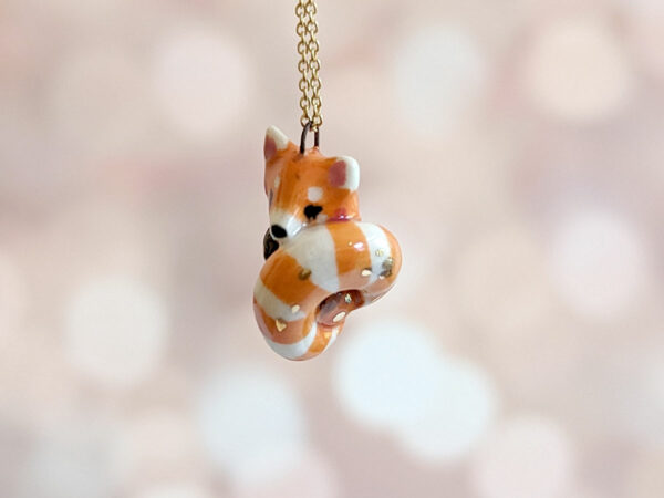 adorable red panda porcelain pendant