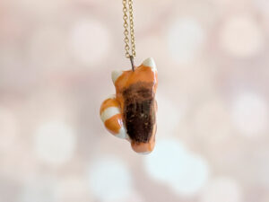 adorable red panda porcelain pendant