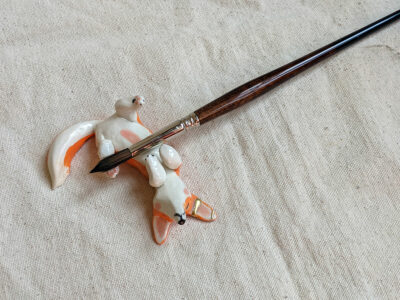 Corgi porte pinceau en porcelaine