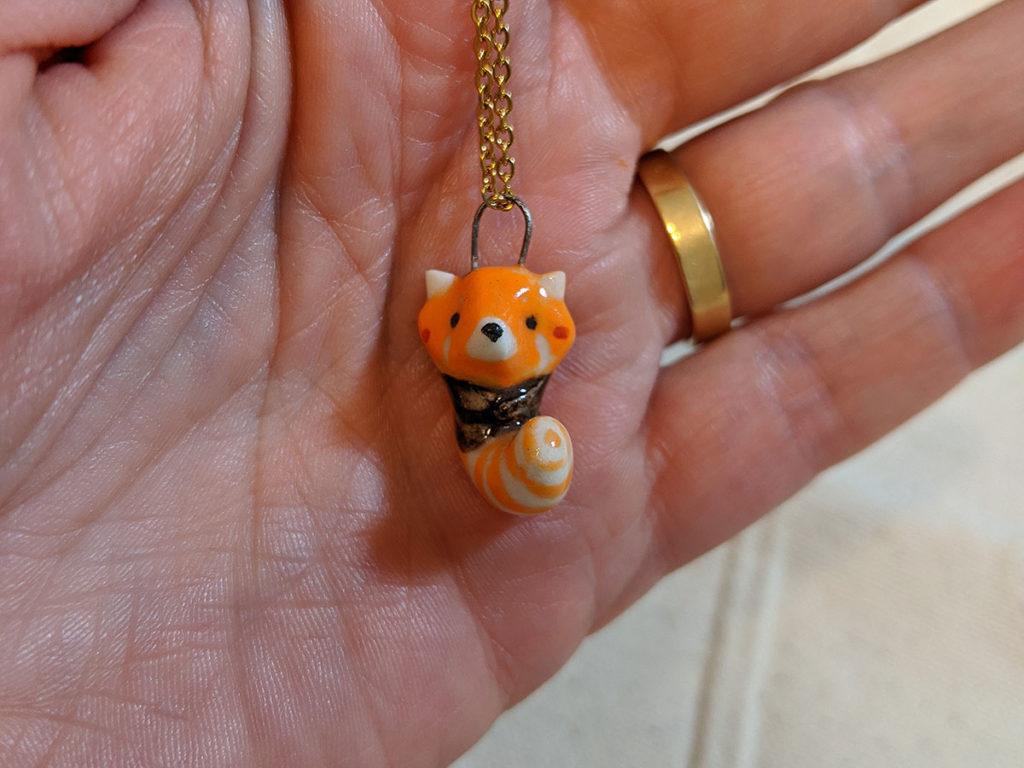 panda roux pendentif