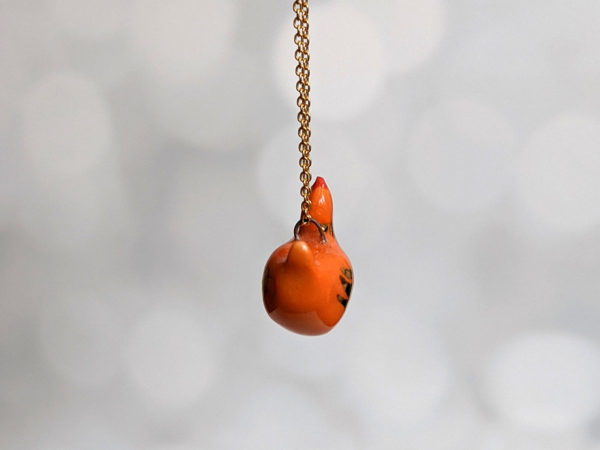 red hen chicken pendant porcelain