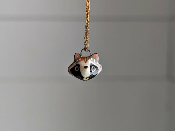 cute raccoon portrait pendant