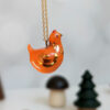 red hen chicken pendant porcelain