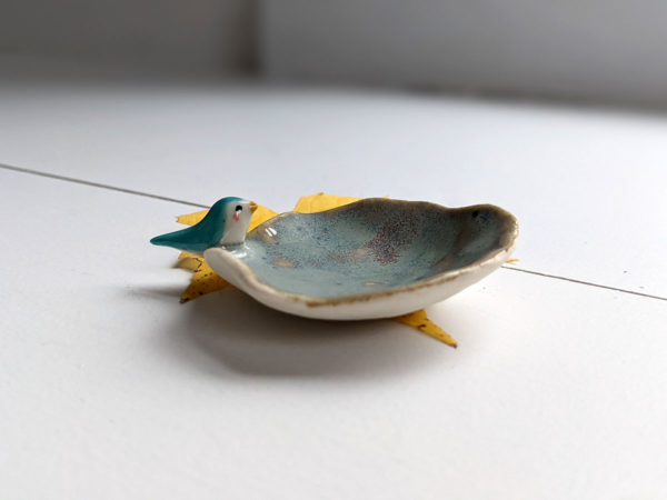 tiny jewelry tray bird porcelain