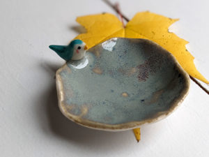 tiny jewelry tray bird porcelain