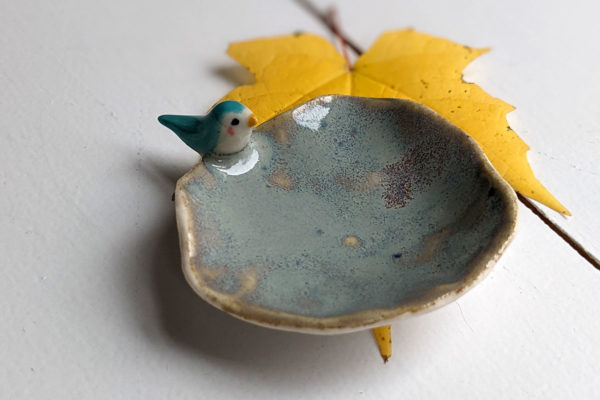 tiny jewelry tray bird porcelain