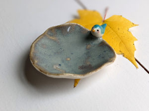 tiny jewelry tray bird porcelain