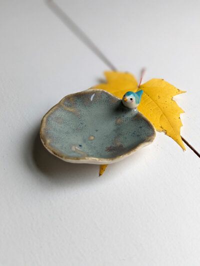tiny jewelry tray bird porcelain