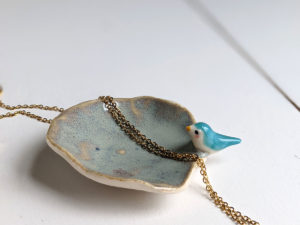tiny jewelry tray bird porcelain