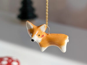 pembroke welsh corgi porcelain pendant