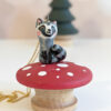 porcelain raccoon pendant