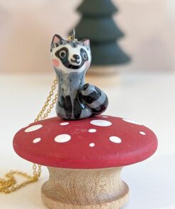 porcelain raccoon pendant
