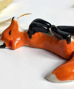 porcelain figurine red fox brush holder