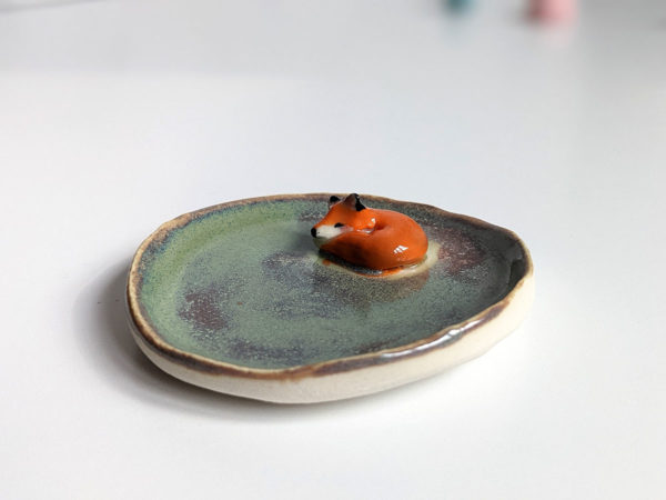 porcelain fox ring dish