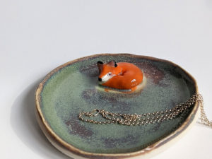 porcelain fox ring dish