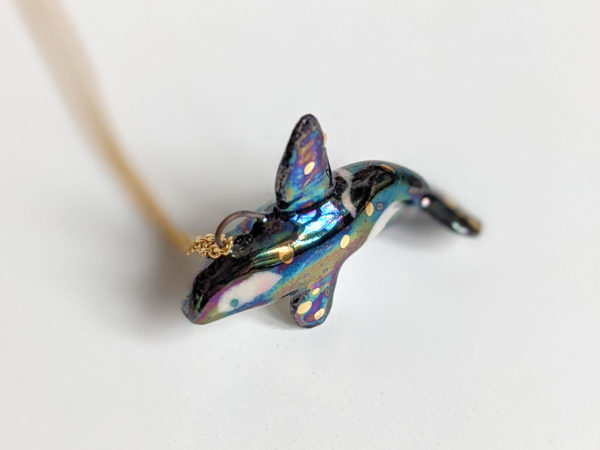 pearl ggold ceramics orca pendant