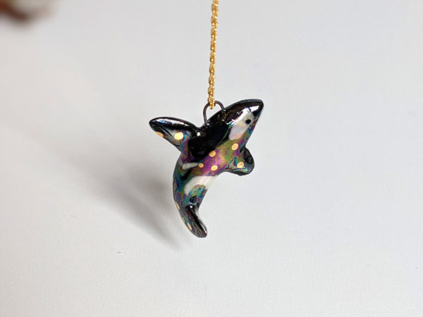 pearl ggold ceramics orca pendant