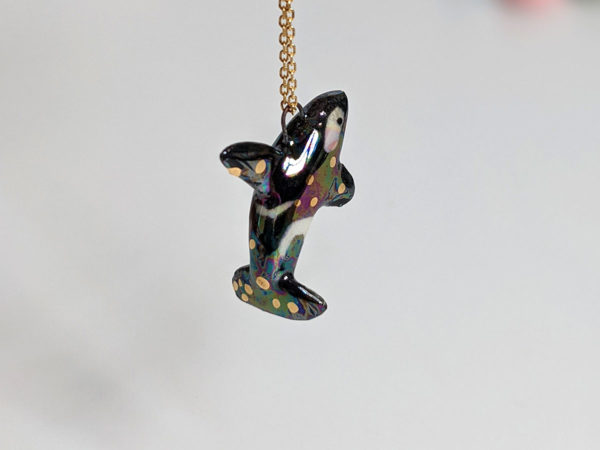 pearl ggold ceramics orca pendant