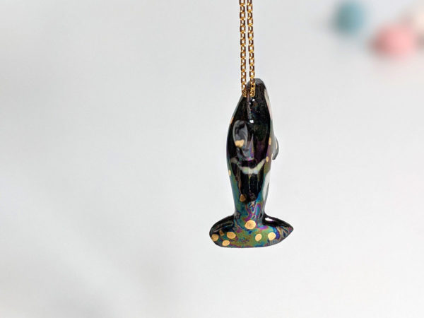 pearl ggold ceramics orca pendant