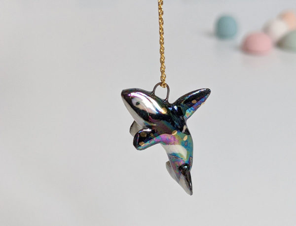 pearl ggold ceramics orca pendant