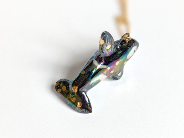 pearl ggold ceramics orca pendant