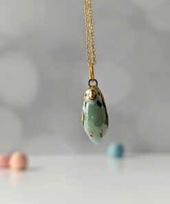 porcelain budgie pendant gold pearl