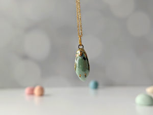 porcelain budgie pendant gold pearl