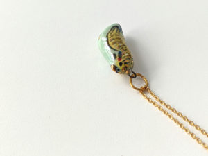 porcelain budgie pendant gold pearl