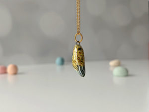 porcelain budgie pendant gold pearl