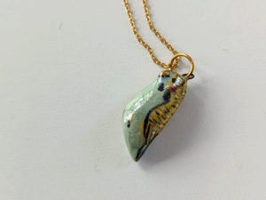 porcelain budgie pendant gold pearl