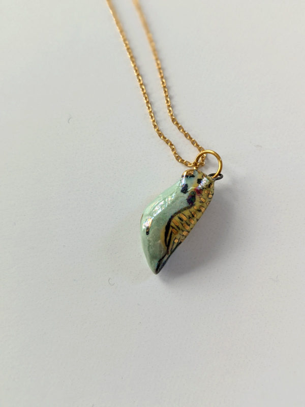 porcelain budgie pendant gold pearl