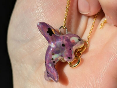 Orca Pendant Pearl and Gold - Purple - Image 7