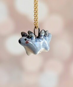 blue stegosaurus pendant cute porcelain jewelry by kness