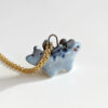 blue stegosaurus pendant cute porcelain jewelry by kness