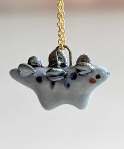 blue stegosaurus pendant cute porcelain jewelry by kness