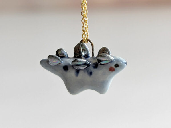 blue stegosaurus pendant cute porcelain jewelry by kness