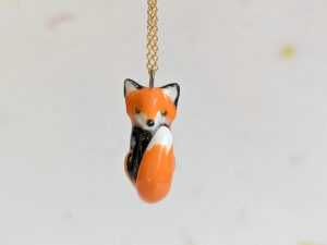 red fox pendant porcelain