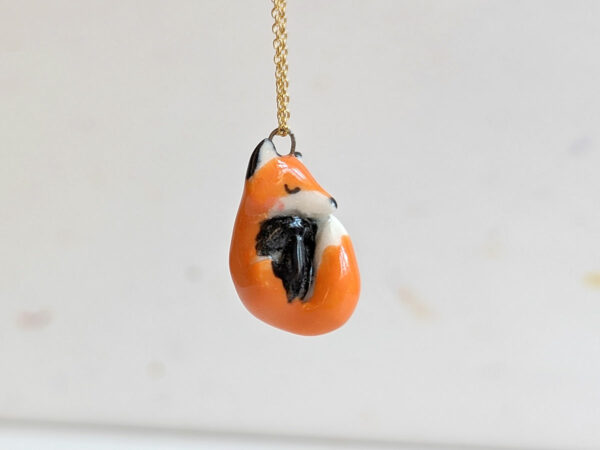 red fox pendant porcelain