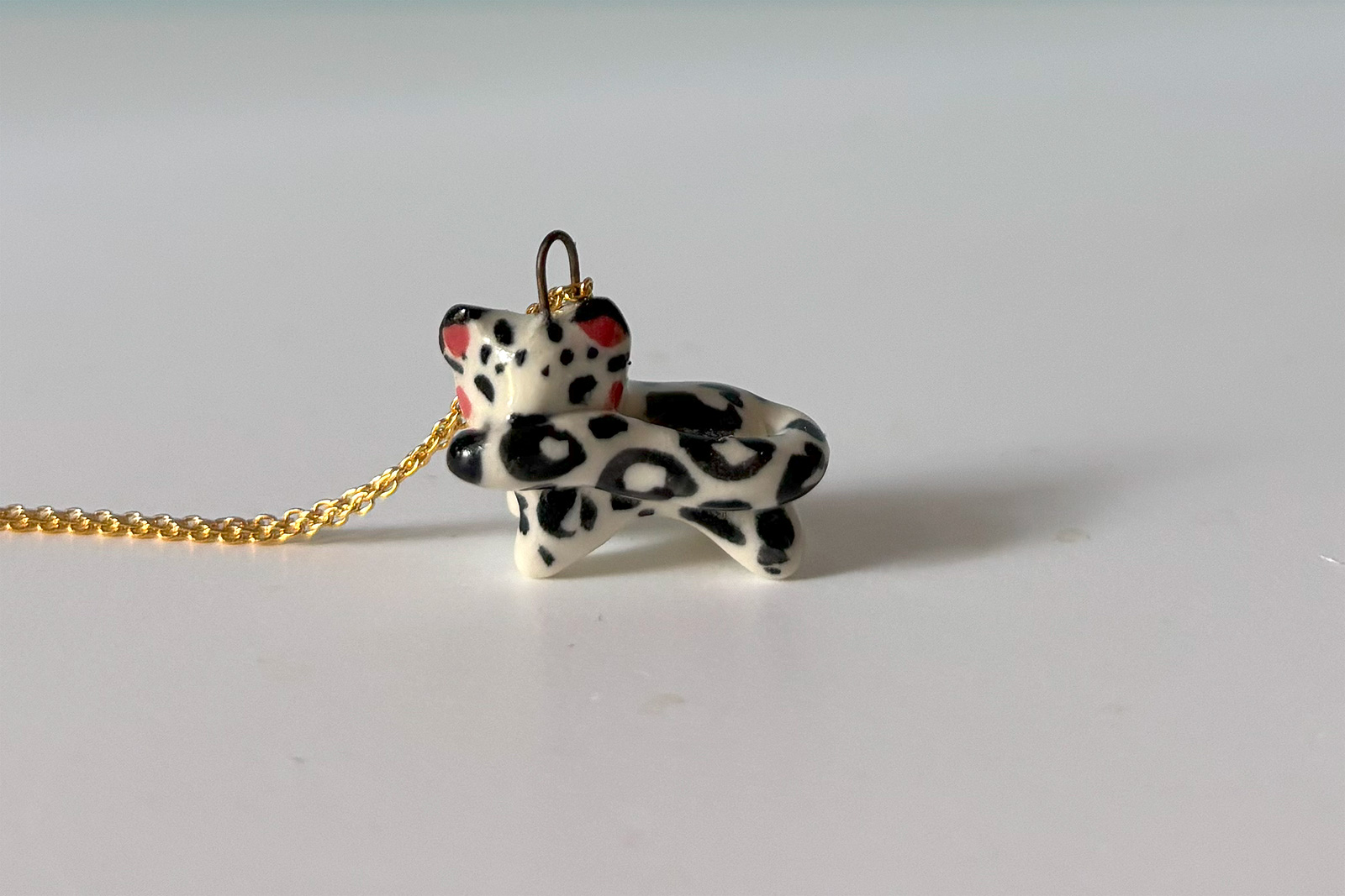 Alternative view of Ceramic Snow Leopard Pendant