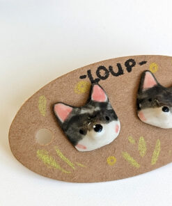 wolf porcelain earrings