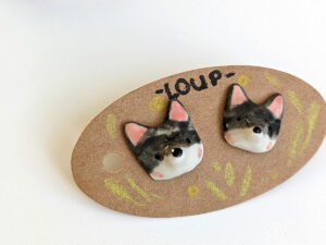 wolf porcelain earrings