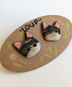 wolf porcelain earrings