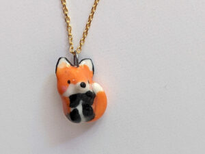 porcelain fox pendant