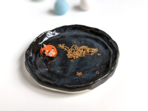 handmade porcelain ring dish fox