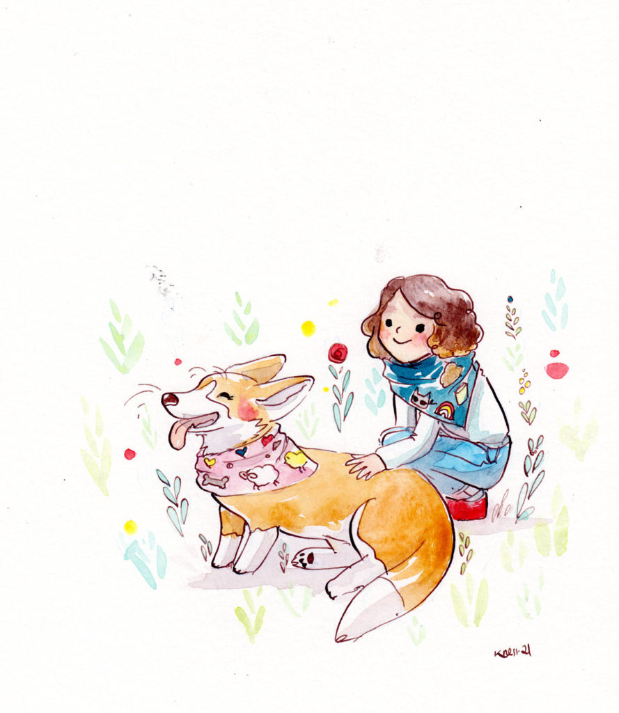corgi portrait painting