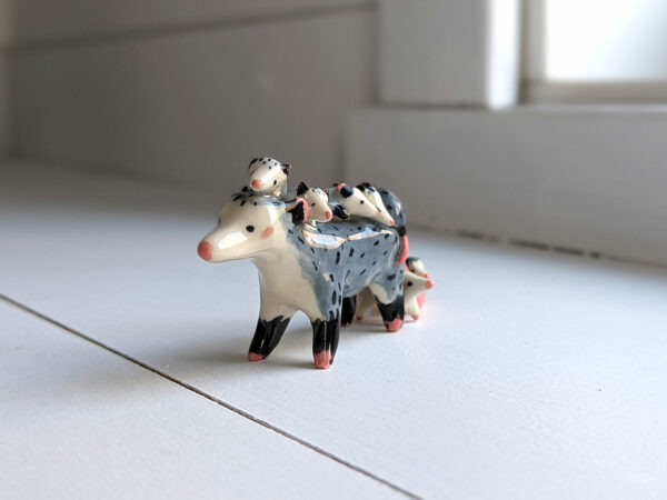 opossum family figurine porcelain cute