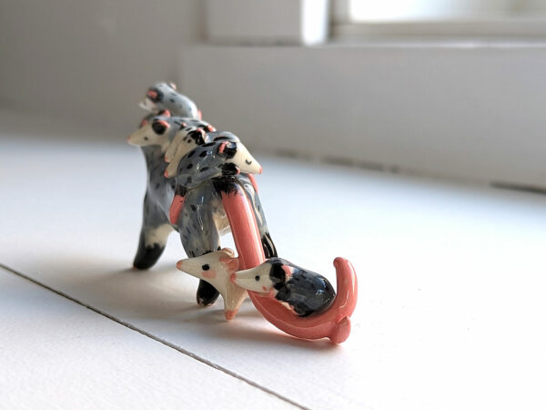 opossum family figurine porcelain cute